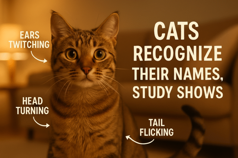 how cats recognize their names, showing common feline behavioral cues and summarized scientific study results